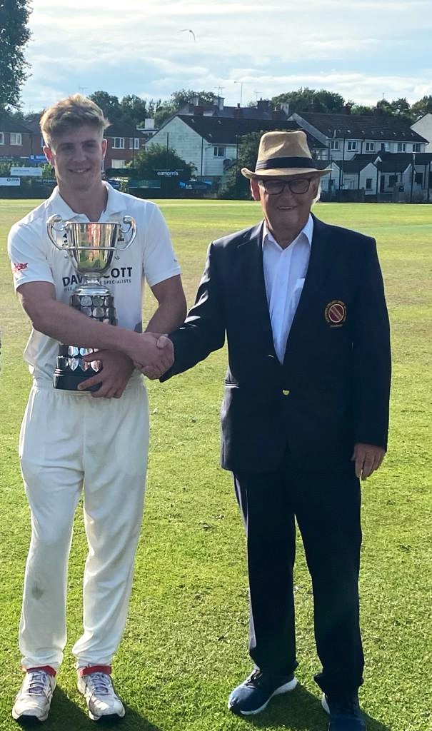 Minor (Lindsay) Cup - Hugo Ellerby (Captain Instonians 3s) with Brian Walsh (NCU President Elect)